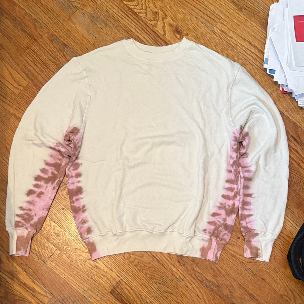 Cream and Pink Tie-Dye Sweatshirt